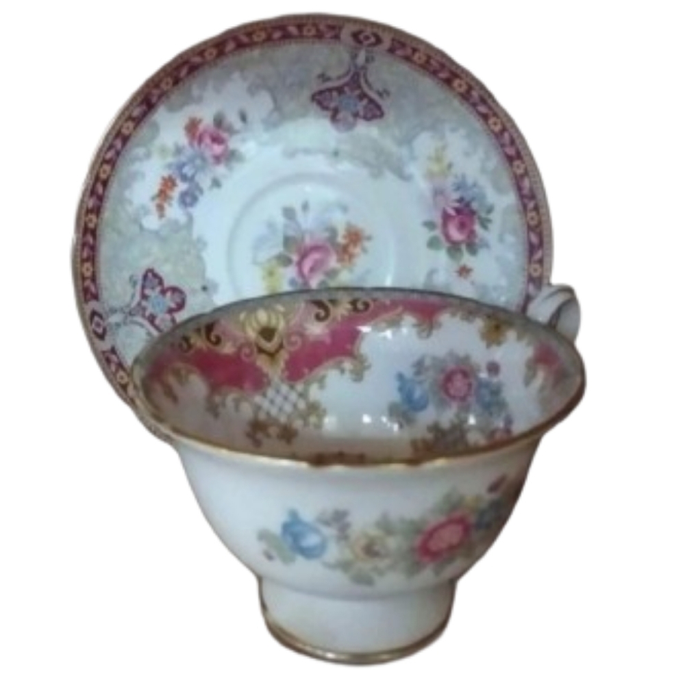 Pink Sheraton Shelley England Gainsborough Shape Teacup and Saucer